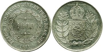 moeda brasil 1000 reis 1851