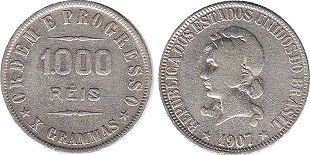 coin Brazil 1000 reis 1907