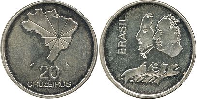moeda brasil 20 cruzeiros 1972