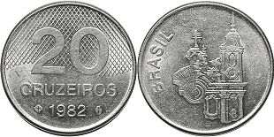 moeda brasil 20 cruzeiros 1982