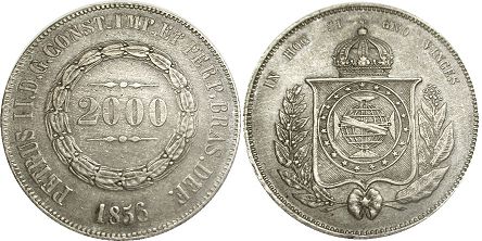 moeda brasil 2000 reis 1856