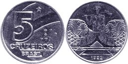 moeda brasil 5 cruzeiros 1992