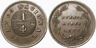 moneda Argentina Buenos Aires 1/4 real 1827