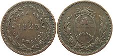 coin Argentina Buenos Aires decimo 1823