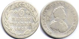 Hesse-Cassel 1/6 taler 1825