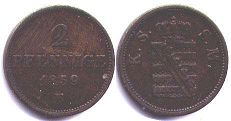 Saxony 2 pfennig 1859