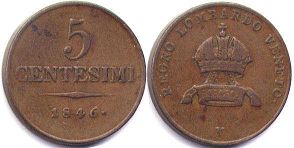 Lombardy-Venetia 5 centesimi 1846