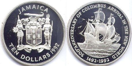 Jamaica 10 dollars 1992