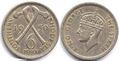 Rhodesia 6 pence 1950