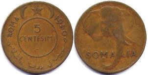 Somalia 5 centesimi 1950