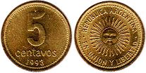 moneda Argentina 5 centavos 1993