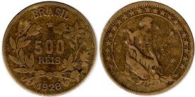 coin Brazil 500 reis 1928