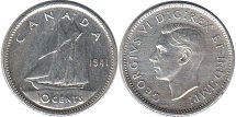 piece canadian old monnaie 10 cents 1941