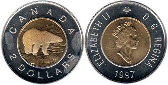 canadian coin 2 dollars 1996 toonie