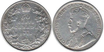 piece canadian old monnaie 50 cents 1916