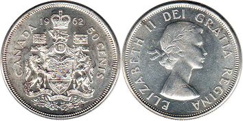 canadian coin 50 cents 1962 silver