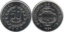 moneda Costa Rica 50 centimos 1984
