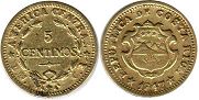 moneda Costa Rica 5 centimos 1947
