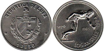 moneda Cuba 1 peso 1983 Juegos olimpicos