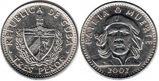 coin Cuba 3 pesos 2002