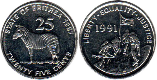 elf Eritrea 50 Cents 1997  Greater Kudu 