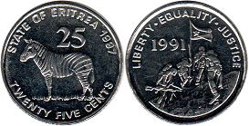 coin Eritrea 25 cents 1997
