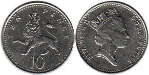monnaie Grande Bretagne 10 pence 1996