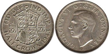 monnaie Grande Bretagne half couronne 1943