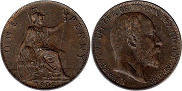 Münze Großbritannien one 1 penny 1902