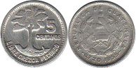 moneda Guatemala 5 centavos 1955