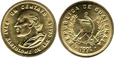 coin Guatemala un centavo 1994