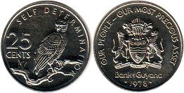 coin Guyana 25 cents 1978