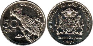 coin Guyana 50 cents 1977