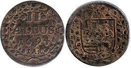Münze Hessen Darmshtadt 2 albus 1694