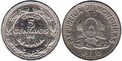 moneda Honduras 5 centavos 1980