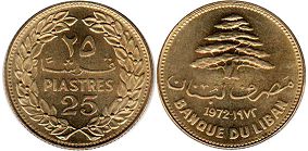 coin Lebanon 25 piastres 1972
