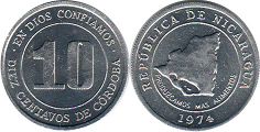 moneda Nicaragua 10 centavos 1974