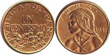 moneda Panamá 1 centesimo 1937 antigua