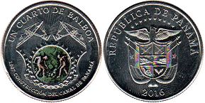 moneda Panamá 1/4 balboa 2016 Canal de Panamá