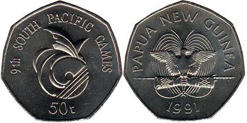 coin Papua New Guinea 50 toea 1991