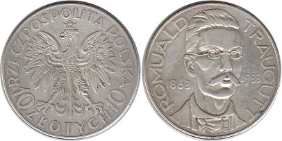 moneta Polska 10 zloty 1933 Traugutt