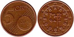 pièce Portugal 5 euro cent 2002