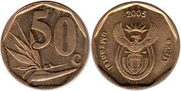 coin South Africa 50 cents 2005