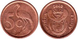coin South Africa 5 cents 2002