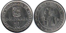 moneda Venezuela 10 bolivares 2016