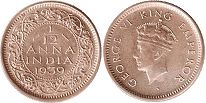 coin India 1/12 anna 1939