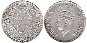 coin India 1/2 rupee 1941