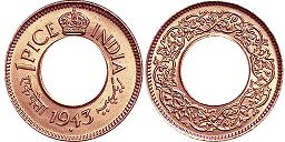 coin India 1 paisa 1943