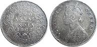 coin British India 2 annas 1862
