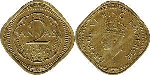 coin India 2 annas 1945